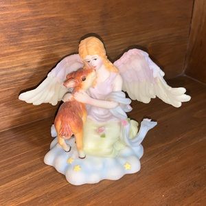 RARE Vintage Seraphim Figure Angel Hugging Deer